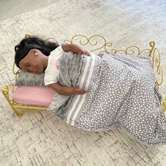 Handmade reversibly minky doll bedding set - Picture 10 of 10